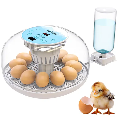 Incubadoras M12 para incubar huevos - Incubadora de huevos con girador automático y control de humedad - 12/24 huevos - Incubadora de Huevos de Azul