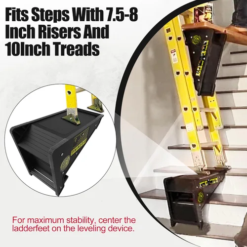 Miniatura 2 de Nivelador de escalera de plataforma estable, niveladores de escalera para escaleras de extensión con almacenamiento para superficies irregulares