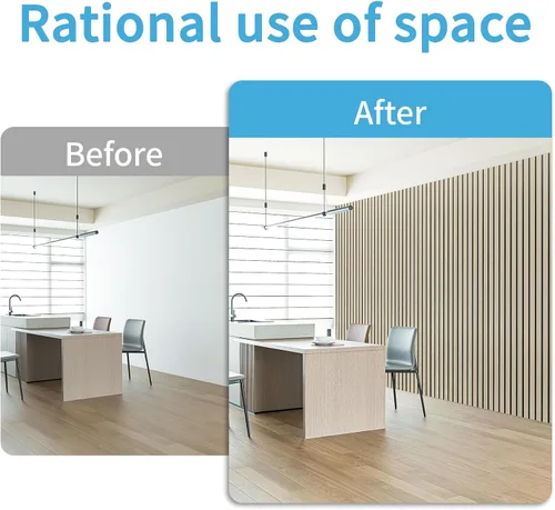 Miniatura 8 de Art3d Paquete de 4 paneles de revestimiento adhesivos de seis rejillas para decoración de paredes interiores - Paneles de pared de listones delgados