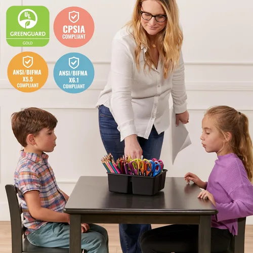 Miniatura 6 de ECR4Kids Juego de mesa y silla rectangular de madera dura de 24 x 36 pulgadas, altura de asiento de 12 pulgadas, muebles para niños, gris lavado