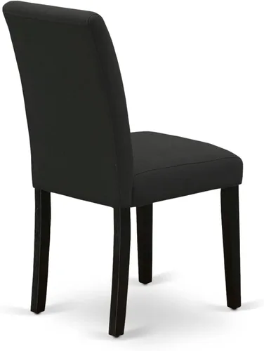 Miniatura 7 de East West Furniture ABP6T24 Abbott Parson - Sillas de comedor tapizadas de tela de lino de color negro, juego de 2, color negro cepillado