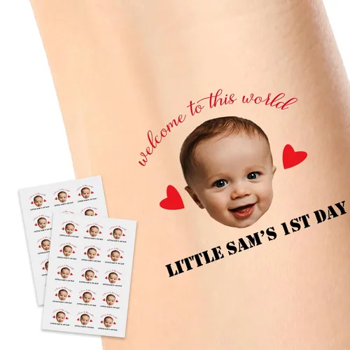 Miniatura 19 de Calcomanías de tatuajes temporales personalizadas, personaliza el tatuaje con nombre y foto de tu amor para fiestas de cumpleaños, Halloween