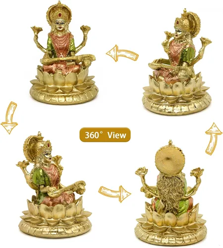 Miniatura 5 de alikiki Estatua de la diosa hindú Saraswati – 4.4 pulgadas de alto, escultura de ídolo de Saraswati, regalos para el templo indio Mandir Pooja