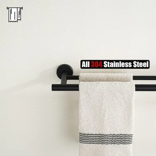 Miniatura 7 de JQK - Toallero doble de 27 pulgadas, negro mate, longitud útil de 24 pulgadas, toallero de baño de acero inoxidable 304 de 0.8 mm de espesor