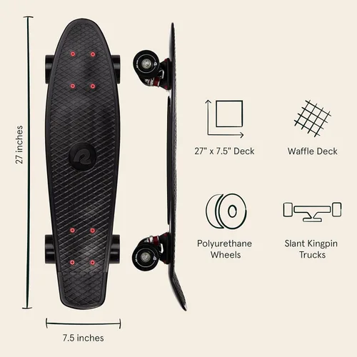 Miniatura 2 de Retrospec Quip - Patineta completa de plástico retro de 22.5 y 27 pulgadas con rodamientos ABEC 7 y ruedas de poliuretano