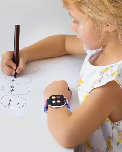 Miniatura 5 de NewJourney Bonita banda elástica estampada para AT&T amiGO Jr Watch 2/1 – Solo Loop, diseño sin cierre para niñas y niños Púrpura Rosa+Rosa Azul