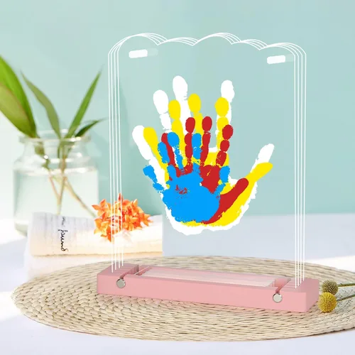 Miniatura 10 de Kit familiar de huellas de manos con luz, kit de mano y huella de bebé, regalos familiares para nuevos padres, Navidad, adopción, baby shower