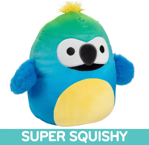Miniatura 3 de Squishmallows Original de 10 Pulgadas Baptise El Guacamayo - Peluche Oficial de Jazwares para Vacaciones - Suave, Acurrucable, Animal de Peluche