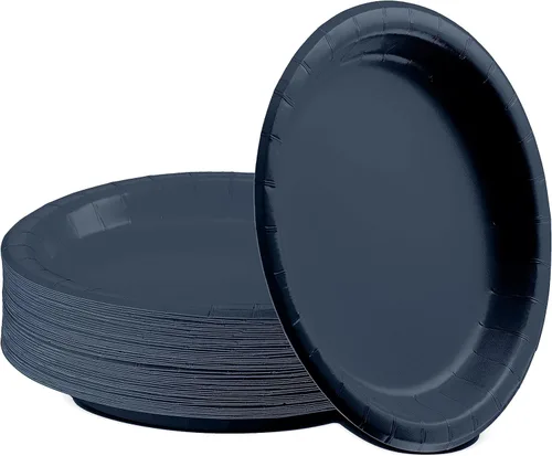 Miniatura 7 de Amcrate Platos de papel desechables amarillos, platos de postre de papel de 7 pulgadas, plato desechable fuerte y resistente para fiestas, cenas