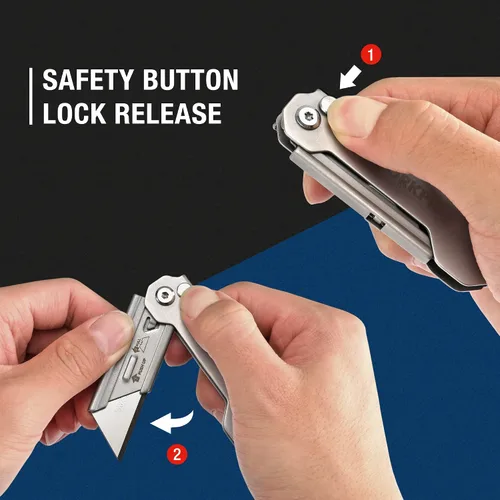 Miniatura 3 de WORKPRO Paquete de 3 cuchillos utilitarios plegables, cuchillas de cambio rápido, juego de cuchillos de bolsillo plegables EDC con clip