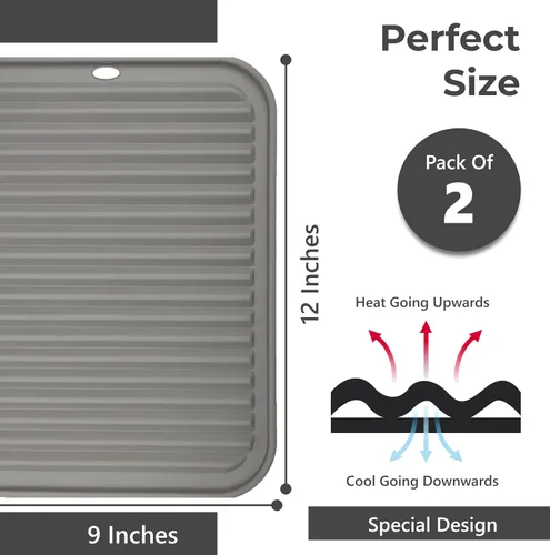 Miniatura 5 de Salvamanteles de silicona para platos calientes, ollas, sartenes (paquete de 2) – Soportes de ollas resistentes al calor para alfombrillas de 2