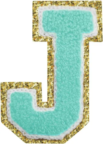 Miniatura 12 de Parches de letras termo-adhesivas de felpilla para chaquetas, parches de letras universitarias con brillantina para planchar en la letra azul A