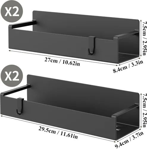 Miniatura 8 de HuggieGems Paquete de 4 organizadores magnéticos para especias para refrigerador y horno, organizadores negros para nevera y almacenamiento