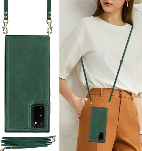 UEEBAI Funda tipo cartera cruzada para Samsung Galaxy S20 FE 5G, función atril con cordón ajustable extraíble y correa para el cuello, funda con