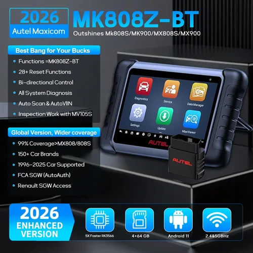 Miniatura 2 de Autel Escáner MaxiCOM MK808Z-BT OBD2, herramienta de diagnóstico bidireccional 2026, hasta MK808S MX808S MK808Z MK808BT, servicio de 28+