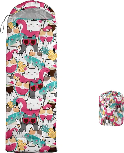 Miniatura 12 de Saco de dormir con estampado lneffble, sacos de dormir, saco de dormir para acampar al aire libre, adecuado para niños, portátil para niños y niñas