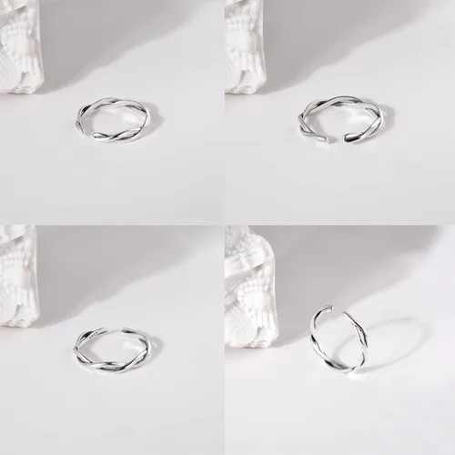 Miniatura 36 de CANDYFANCY Anillo de nudo celta de plata de ley 925 abierto para el dedo medio nudillo para mujer, tamaño ajustable 4-7