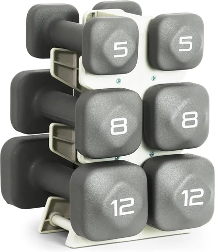 Miniatura 51 de Tone Fitness Juego de mancuernas de neopreno con estante de almacenamiento – Pesos de mano antideslizantes y antideslizamiento para entrenamientos