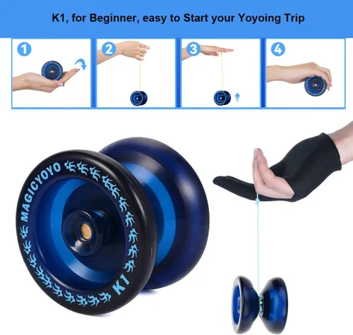 Miniatura 2 de MAGICYOYO K1 Yoyo Profesional Responsive para niños, adolescentes y adultos con 5 cuerdas de yoyos + bolsa + guante de yoyo+ kit de cubos de yoyos