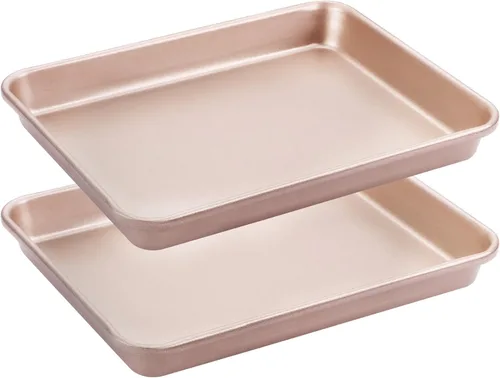 Miniatura 9 de HONGBAKE Juego de 2 bandejas de media bandeja para hornear, antiadherentes para horno, bandejas de galletas comerciales resistentes para 1/2, aptas
