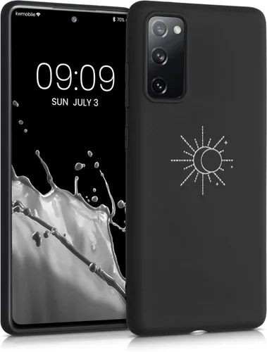 kwmobile Funda de silicona TPU compatible con Samsung Galaxy S20 FE - Funda suave - Eclipse minimalista blanco/negro