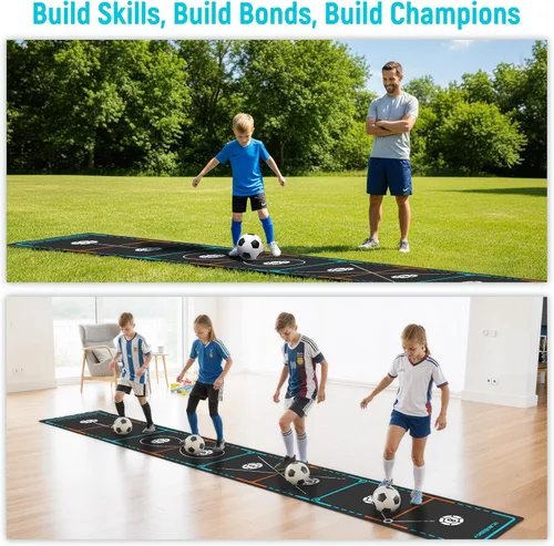 Miniatura 3 de Alfombrilla de entrenamiento de fútbol con escalera y conos integrados Entrenador de agilidad de juego de pies 4 en 1 para práctica