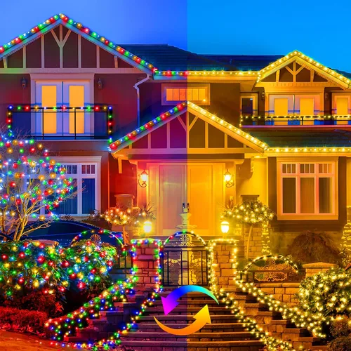 Miniatura 5 de KNONEW 720 luces LED de Navidad de 337 pies para exteriores, luces de cadena de alambre transparente que cambian de color con 11 modos