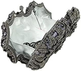 Miniatura 3 de Boutique De FGG Bolsas de noche de cristal de flores deslumbrantes para mujer, formal, boda, fiesta, cóctel, bolso de mano