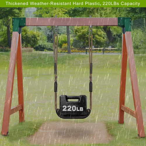 Miniatura 4 de BeneLabel Asiento de columpio resistente con cuerda ajustable, asientos de columpio de plástico para niños, asiento de columpio negro de repuesto