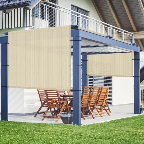 Toldo de repuesto para pérgola de 8 x 12 pies, con varillas pesadas y ojales, bloqueo UV, paño para patio al aire libre, terraza, porche, patio Beige
