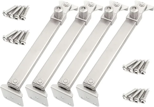 Bisagras de ventana - Soportes y cerraduras para ventanas abatibles, base fija en ángulo, estilo plateado rociado, 2 pares, 6 ranuras fijas