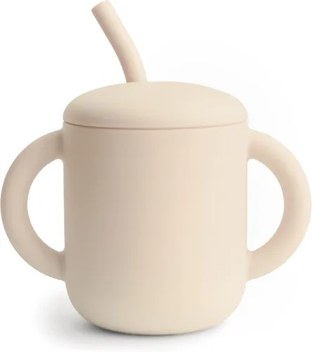 Miniatura 11 de mushie - Taza de entrenamiento de silicona 100% y pajita para niños pequeños 6 meses en adelante (Ballenas)