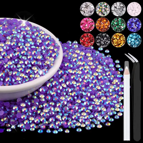 Miniatura 87 de 12000 diamantes de imitación de resina de 0.079 pulgadas a granel para manualidades (transparente), cristales deslumbrantes con parte trasera plana