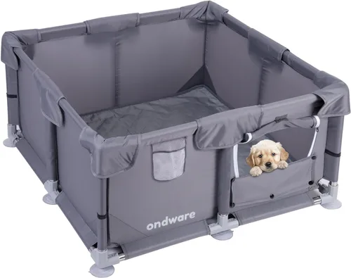 Corralito para cachorros, 28 x 28 x 15 pulgadas, corralito para perros en interiores, corralito de animales pequeños con puerta para pollitos,