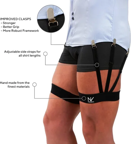 Miniatura 2 de Soportes NV mejorados 2.0, con cierres mejorados soportes de camisa premium, ligas de camisa, tuckers de camisa para hombre