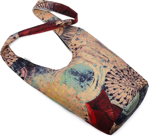 Miniatura 3 de Bolsa de hombro para mujer, de lona en estilo hippie/bohemio para llevar cruzada al hombro, disponible en diferentes colores y estampados
