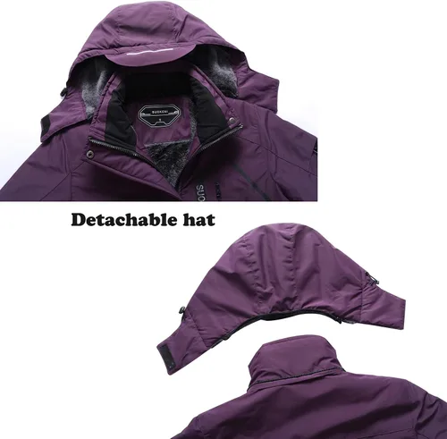 Miniatura 4 de SUOKENI - Chaqueta de esquí impermeable, para mujer, cálida, de invierno, resistente a la nieve, con capucha, ideal para snowboard