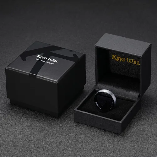 Miniatura 6 de King Will Anillo de carburo de tungsteno para hombre, acabado mate, 0.079pulgadas, 0.157pulgadas, 0.236pulgadas, 0.315pulgadas, color negro Anillo