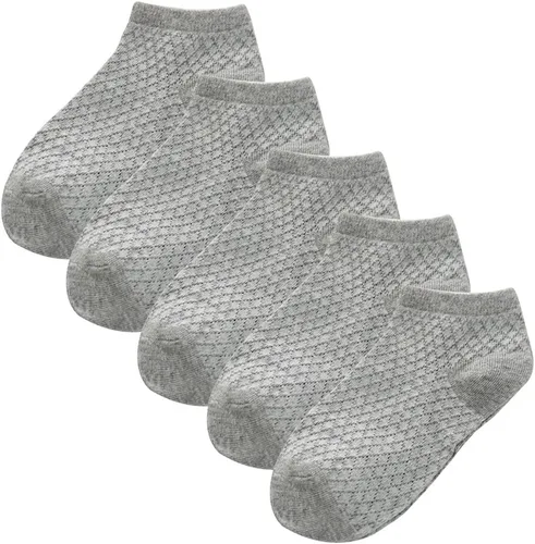 Miniatura 21 de Looching Paquete de 5 calcetines delgados de malla para bebés, niñas y niños, de algodón, color blanco, calcetines de tobillo invisibles 1-8T