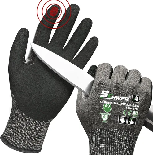 Guantes de trabajo resistentes a los cortes de nivel más alto ProGuard PR3326 de Schwer para protección extrema, guantes de corte ANSI A9 con pulgar