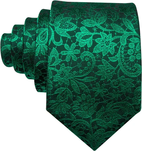 Miniatura 5 de Barry.Wang Conjunto de corbatas para hombre, seda con diseño de cachemira, corbata tejida formal con pañuelo de bolsillo y gemelos