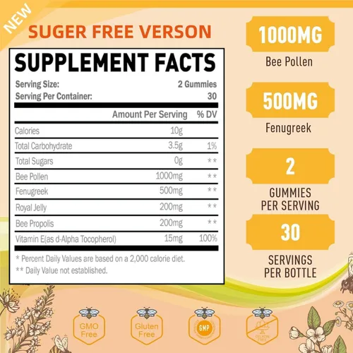 Miniatura 7 de Gomitas de aceite de orégano + polen de abeja de 1000 mg sin azúcar