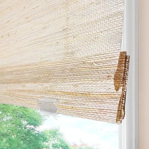 Miniatura 10 de Persianas romanas de bambú inalámbricas, 100% lino natural, diseño 1
