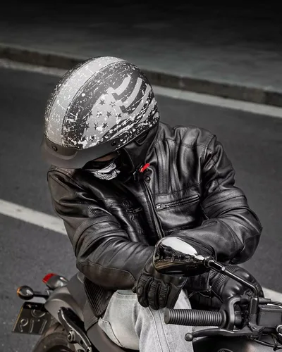 Miniatura 7 de ILM Medio casco de fibra de vidrio para motocicleta con visera para motocicleta, crucero, ciclomotor, scooter DOT modelo A213 Bandera patriótica.