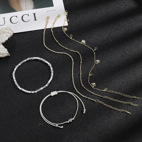 Miniatura 6 de 6 pulseras de tobillo para mujer, tobilleras de oro real de 14 quilates, impermeables, de espiga de espiga de oro Figaro, tobillera de eslabones