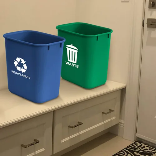 Miniatura 7 de Acrimet Cubo de basura para reciclaje y residuos, 6.75 galones, 27 cuartos de galón, 24 litros (plástico) (verde y azul) (juego de 2)