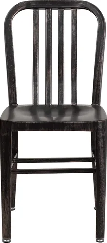 Miniatura 5 de Flash Furniture Gael - Paquete de 2 sillas de metal dorado antiguo negro para interiores y exteriores Oro negro envejecido.