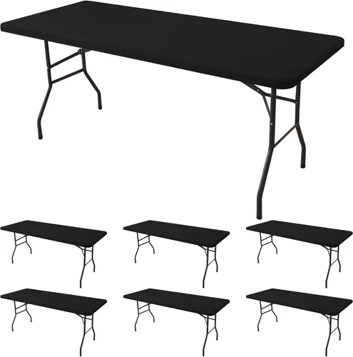 Miniatura 10 de Mantel de elastano para mesas rectangulares de 6 pies, paquete de 4 unidades, color azul aguamarina, para picnic al aire libre, manteles elásticos