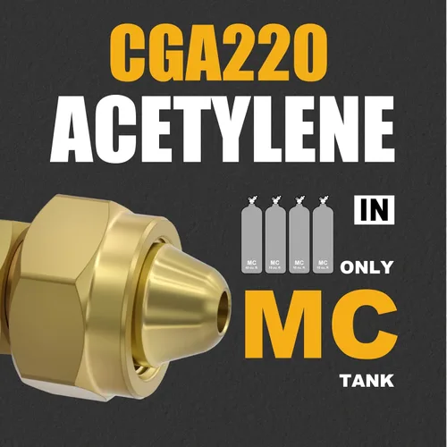 Miniatura 2 de AR-MC CGA200 MC Regulador de acetileno tanque, kit de acetileno estilo turbo a juego, acetileno de aire