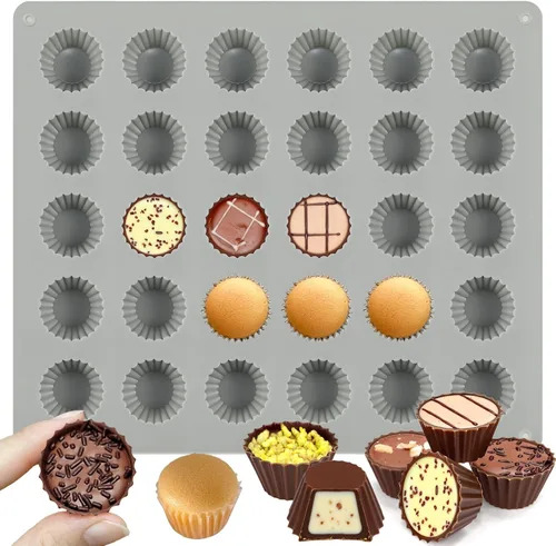 Miniatura 8 de Moldes de chocolate pequeños, moldes de silicona de 35 cavidades para dulces, molde de chocolate para decoración de pasteles, bandeja de cubitos